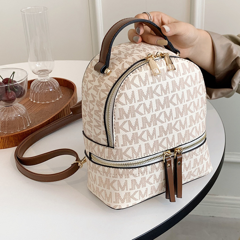 Bag Women's New Backpack Fashion Trendy Letter Bag PU Textured Travel Bag Western Style Campus Student Schoolbag Women Bag Women's New Backpack Fashion Trendy Letter Bag PU Textured Travel Bag Western Style Campus Student Schoolbag Women