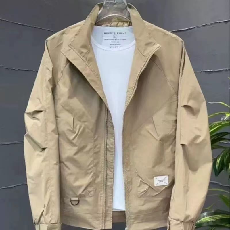 Crock Jacket Men's Spring and Summer Casual Sports Fashion Trend All-match Breathable regular Jacket with Vertical Collar Coat Jacket