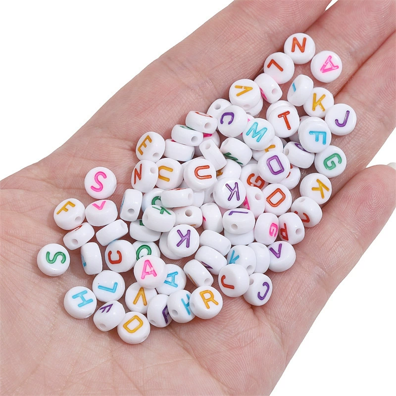Acrylic children's beads with letters, accessory, accessories, 4×7mm, English, early education