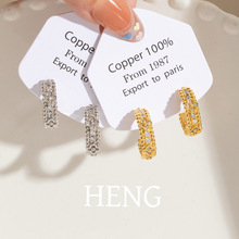 四叶草轻奢时尚耳圈 法式复古金色爆款耳饰女 气质女神范耳环