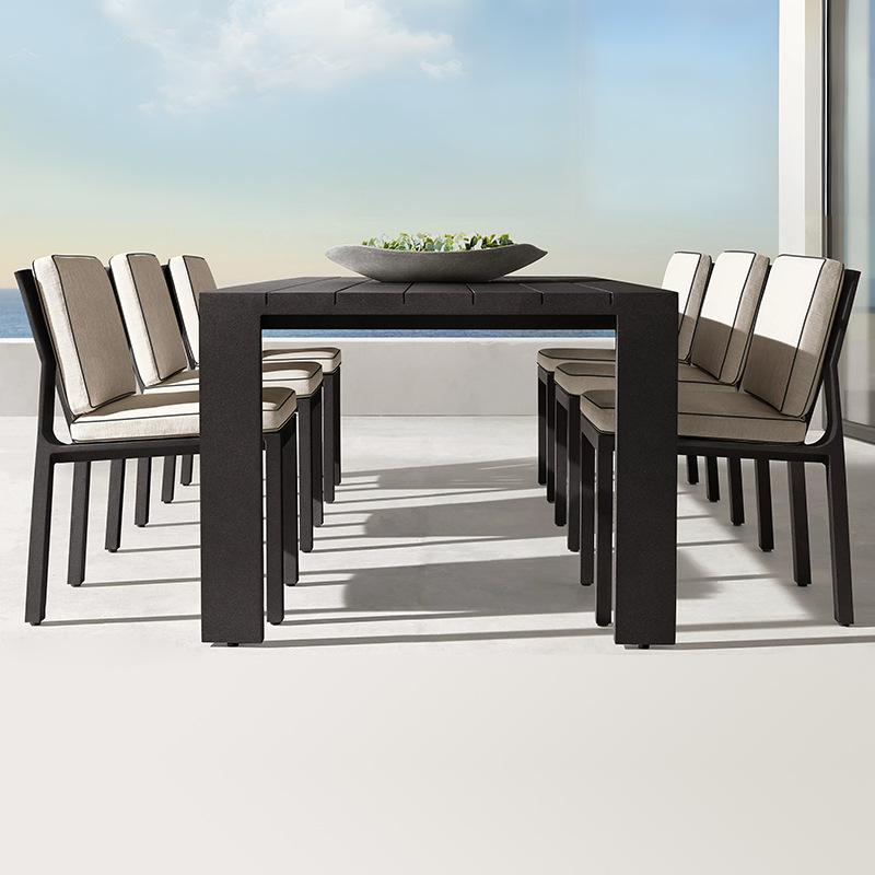 Al Aire Libre teca mesa y silla combinación patio al aire libre Villa aleación de aluminio muebles Hotel terraza Ocio al aire libre mesa y silla