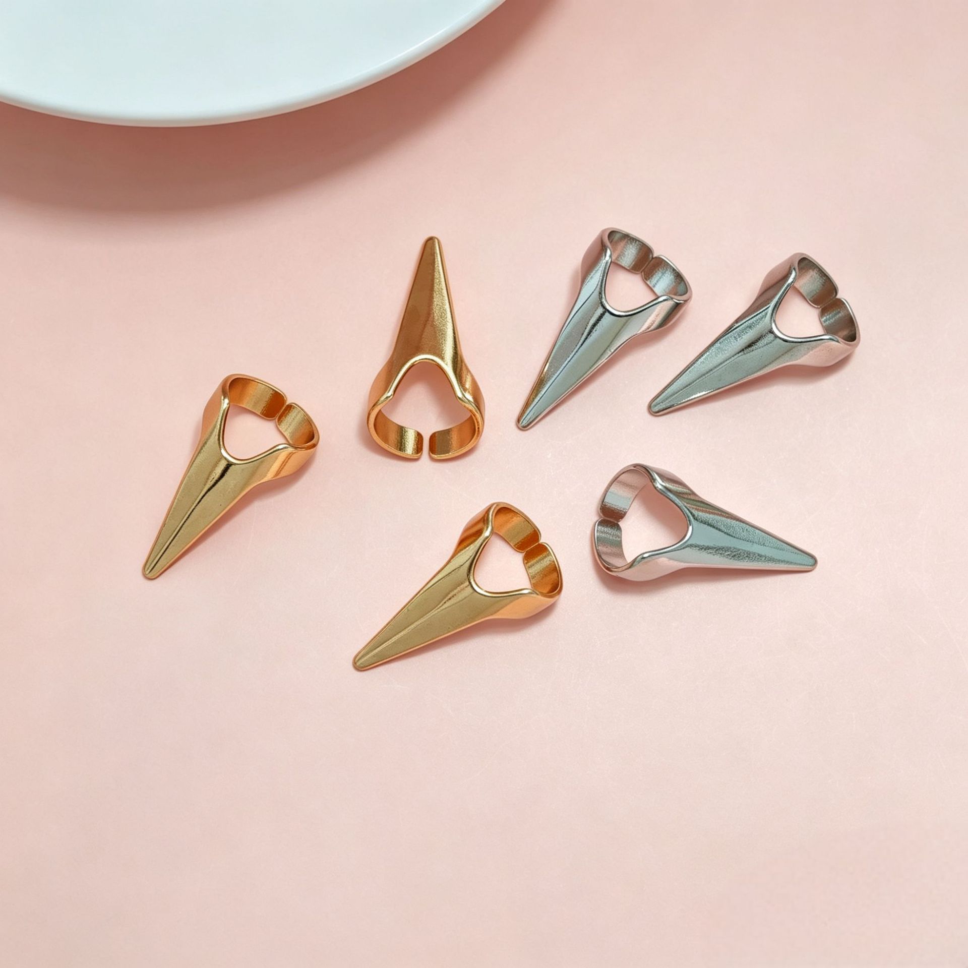 Gold and silver two-tone claw armor ring, personalized adjustable open finger ring, DIY decorative ring accessories wholesale
