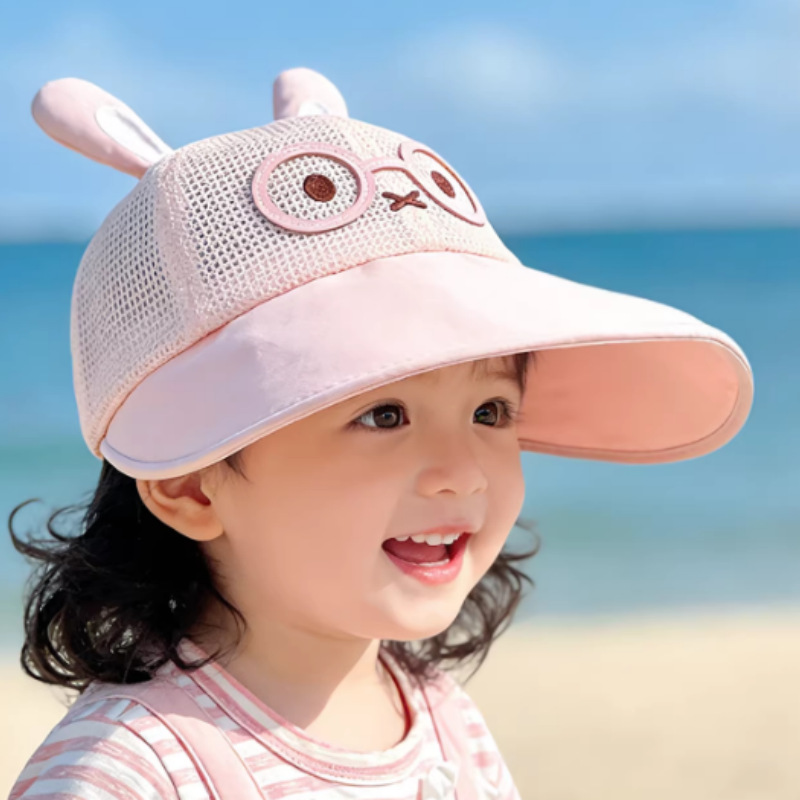 Kids Casual Sun Hat UPF 50+ Baby Summer Hat, Breathable Mesh Soft Baseball Cap, Cute Cartoon Large Brim Sun Protection Hat For Boys And Girls_voghion.com
