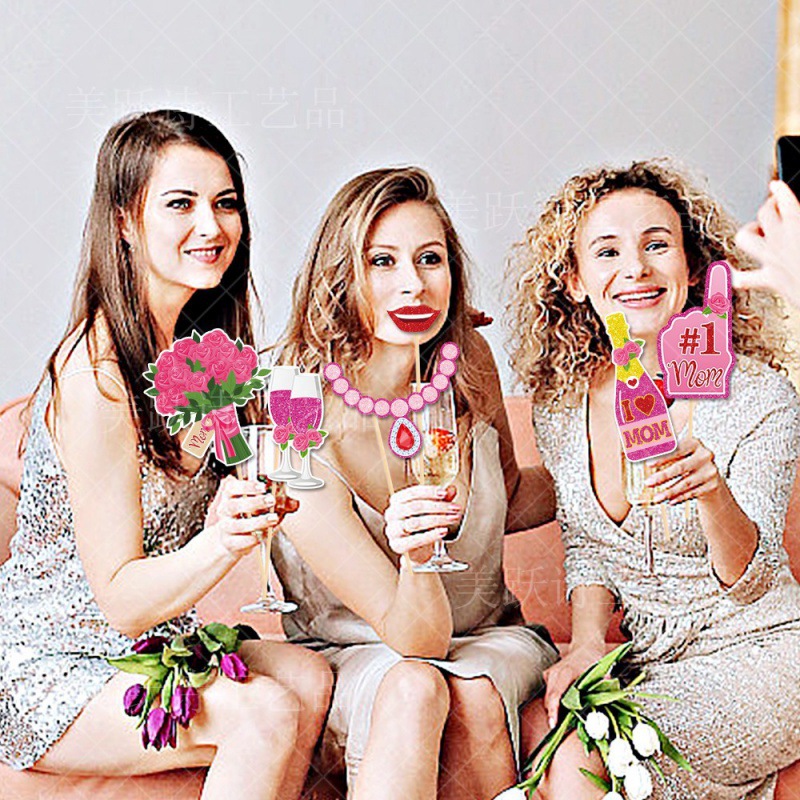 Día DE LA Madre transfronteriza decoración del partido accesorios de la foto mamá cumpleaños fiesta decoración suministros divertidos accesorios de la foto