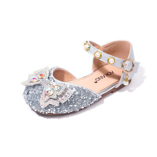 Girls Sandals Summer New Fashion Princess Shoes Soft Sole Baotou Baby Crystal Shoes Children's Catwalk Performance Shoes