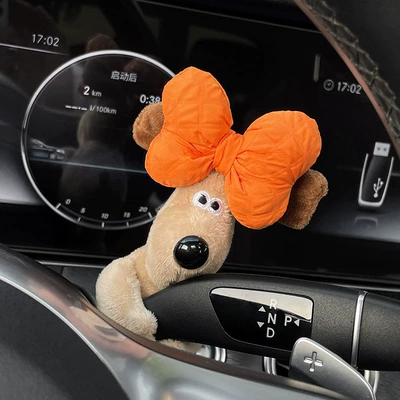 Wiper Mirror Cute Pilot – Car ornaments - orange-bow-dog-waist-decoration