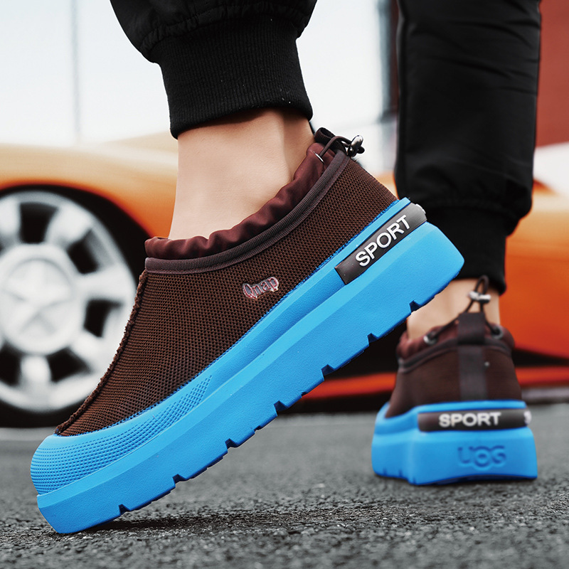 Zapatos de hombre de comercio exterior 2025 zapatos casuales de malla voladora transpirables de verano zapatos de lona perezosos de suela gruesa