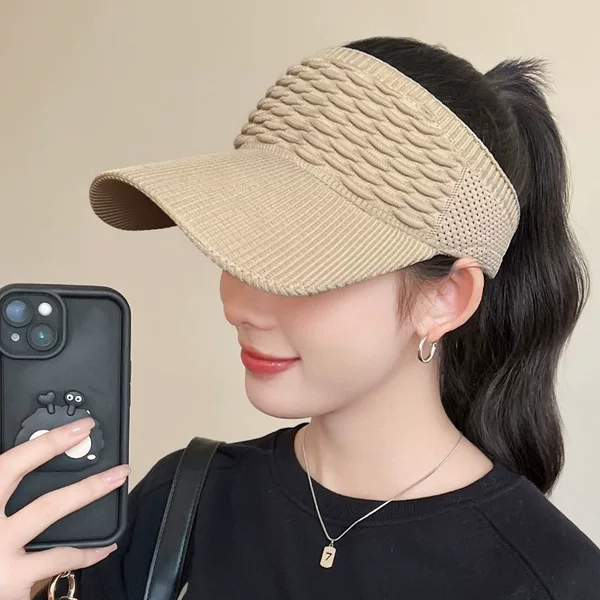 New Fish Scale Empty Top Net Celebrant Summer Sun Hat Korean Knitted Baseball Cap Outdoor Sports Sun Hat