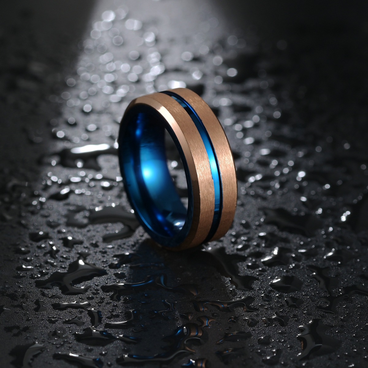 13g Weight Vacuum Plating Gold Plating Process Gold Plated Plating Material No Inlaid Inlay Material Fashion Circle 304 Stainless Steel No Inlaid Gold Plated Men'S