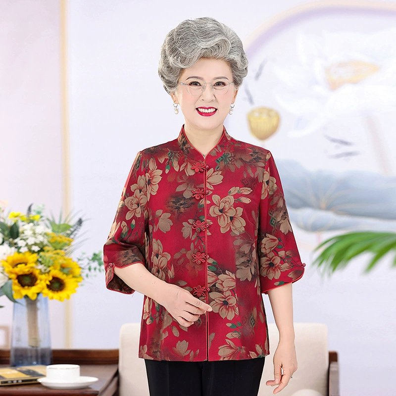 Пожилые летние красные рубашки женские праздничные топы