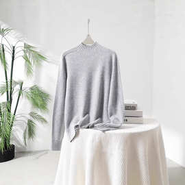 2025秋冬季100%纯山羊绒衫女加厚半高领时尚毛衣针织衫外搭打底衫