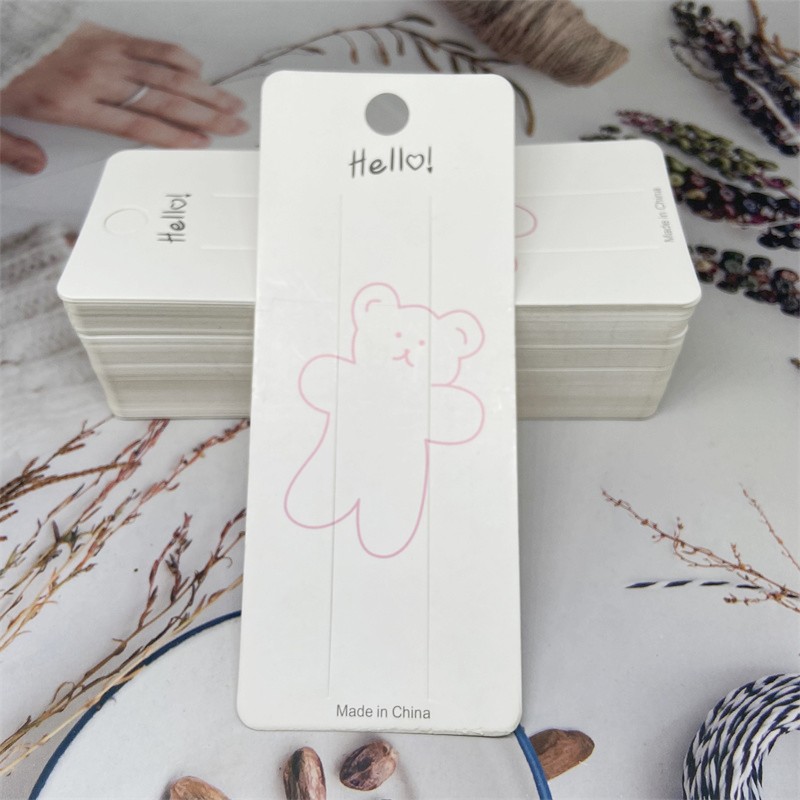 韩版长形卡片发夹发饰饰品配件卡片卡纸蝴蝶结小熊卡通DIY包装