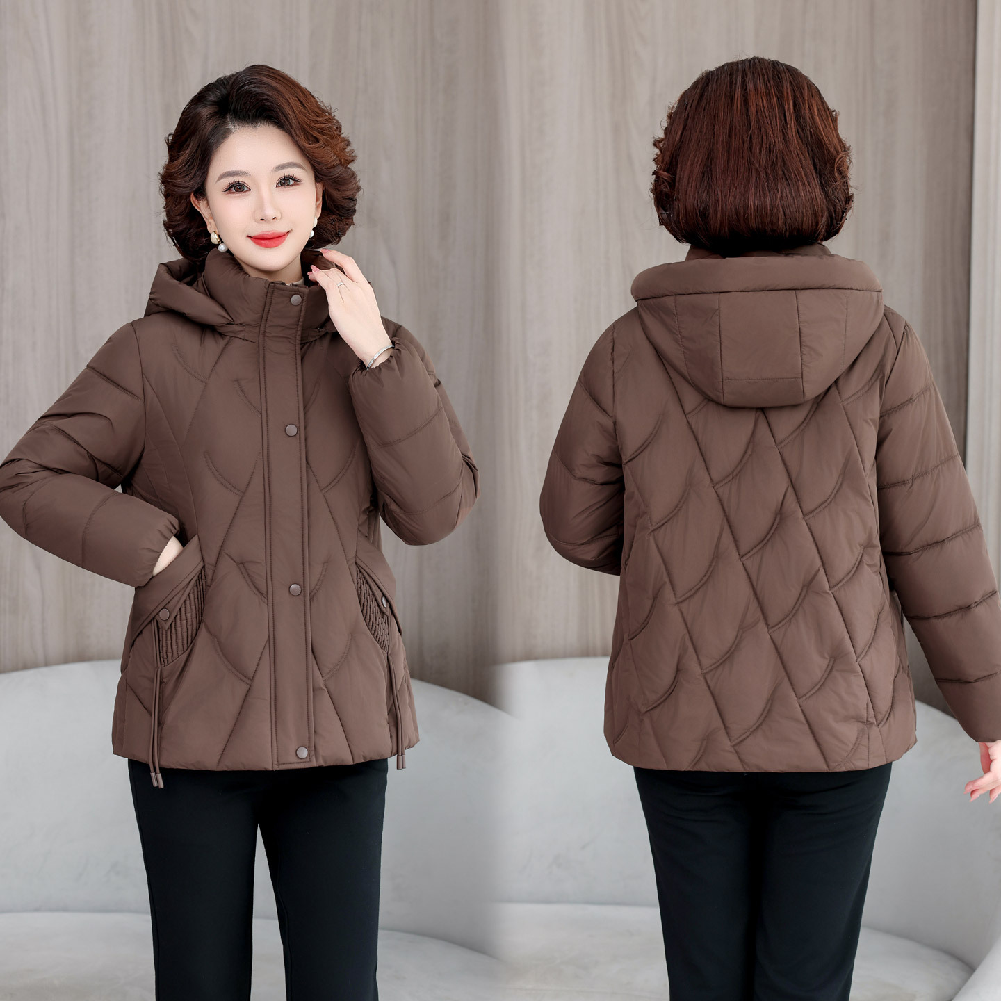 Mamá ropa de algodón de gran tamaño invierno 2025 nuevo algodón coreano chaqueta de algodón suelta chaqueta de algodón gruesa chaqueta con capuz image 7