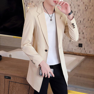2025 Spring Medium-Long Windbreaker Single Suit Male Outerwear - Yuan 0108