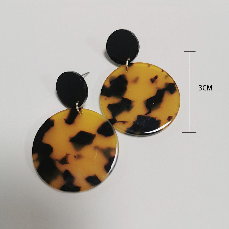 12g Weight Retro Leopard Print Acrylic Geometric Round Earrings Wholesale Nihaojewelry