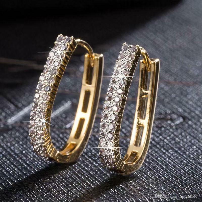 Cross-border Korean Dongdaemun Trendy Geometric U-shaped Super Shiny Slimming Hoop Earrings, Popular Online_voghion.com