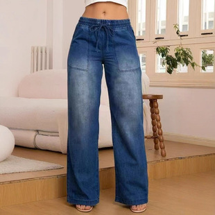 2025 New Cross-Border Amazon Hot Selling European and American 80082 # New Women's Casual Slim Versatile Straight Denim