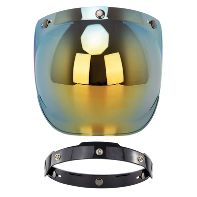 Motorcycle Safety Supplies, Helmet Retro Half Helmet - gold-flakes-black-bracket
