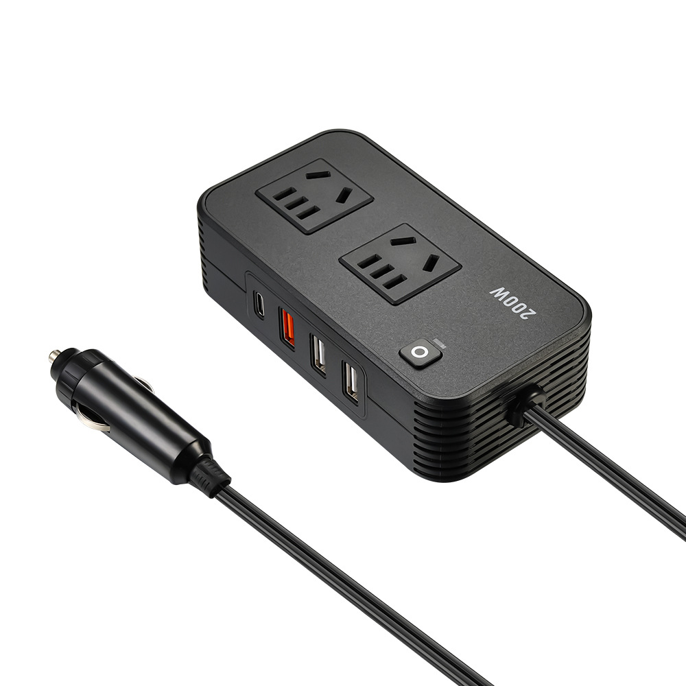 新款跨境热销200W车载逆变器澳规美规12V转220V汽车点烟器电源