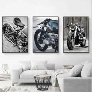 Modern Nordic Amazon Foreign Trade Cool Motorcycle Model Gift Living Room Bedroom Hanging Painting Decoration Foreign Trade Painting Core