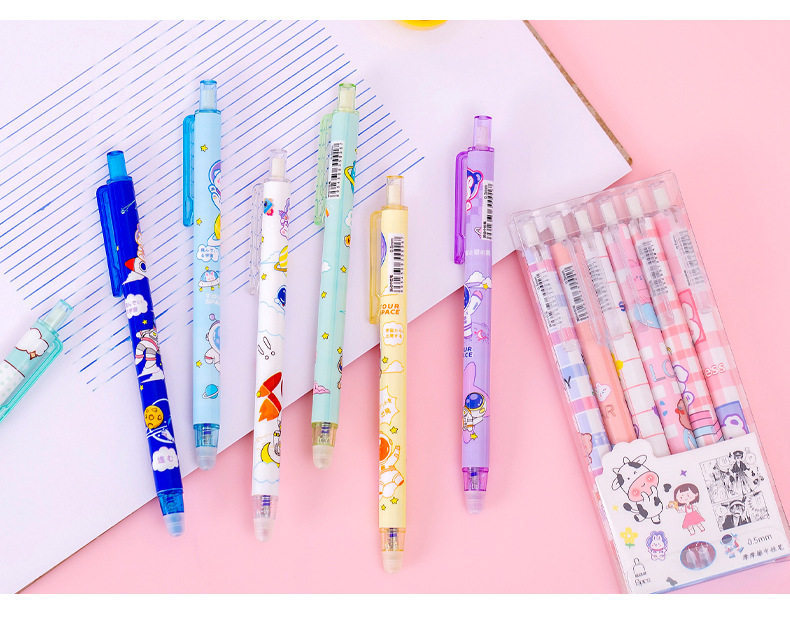 Pvc Boxed 6 Pieces Push Erasable Gel Pen Rub Easy To Wipe Pen Blue Student Creativity Gel Pen Stationery Wholesale display picture 1