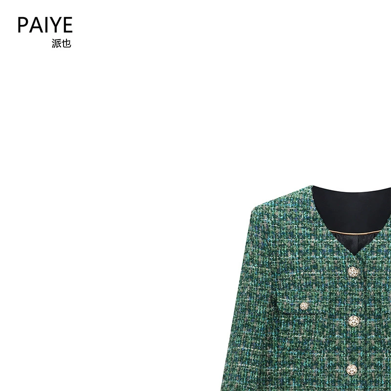 Зеленая осенняя куртка, стиль Chanel, коллекция 2023 года, стиль высокого качества