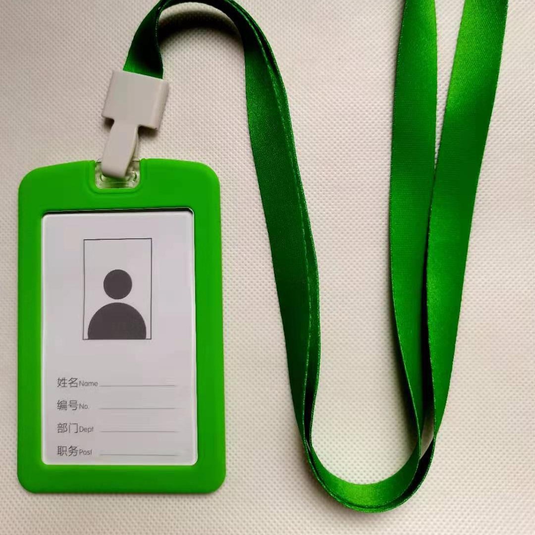 Factory self-operated silicone crystal card set work permit employee ID set change color student school card custom lanyard