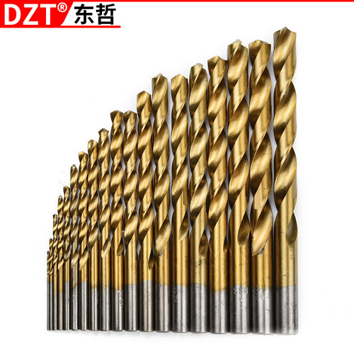 Factory direct selling hexagonal handle 13-piece set titanium-plated high-speed steel opening wood iron sheet plastic reaming twist drill set