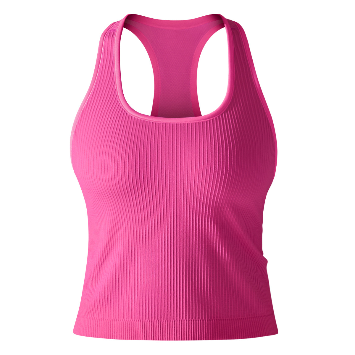 Chaleco largo ajustado ajustado con hilo de color sólido europeo y americano transfronterizo, deportes, correr, fitness, ropa de yoga, top femenino image 12