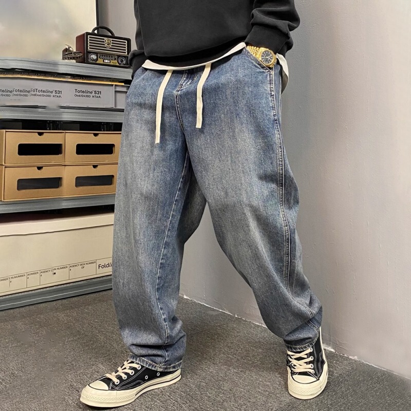 American Style Vintage Washed Used Jeans Men's Trendy Brand Loose plus size Spring and Autumn Straight Casual Wide Leg Long Pants American Style Vintage Washed Used Jeans Men's Trendy Brand Loose plus size Spring and Autumn Straight Casual Wide Leg Long Pants