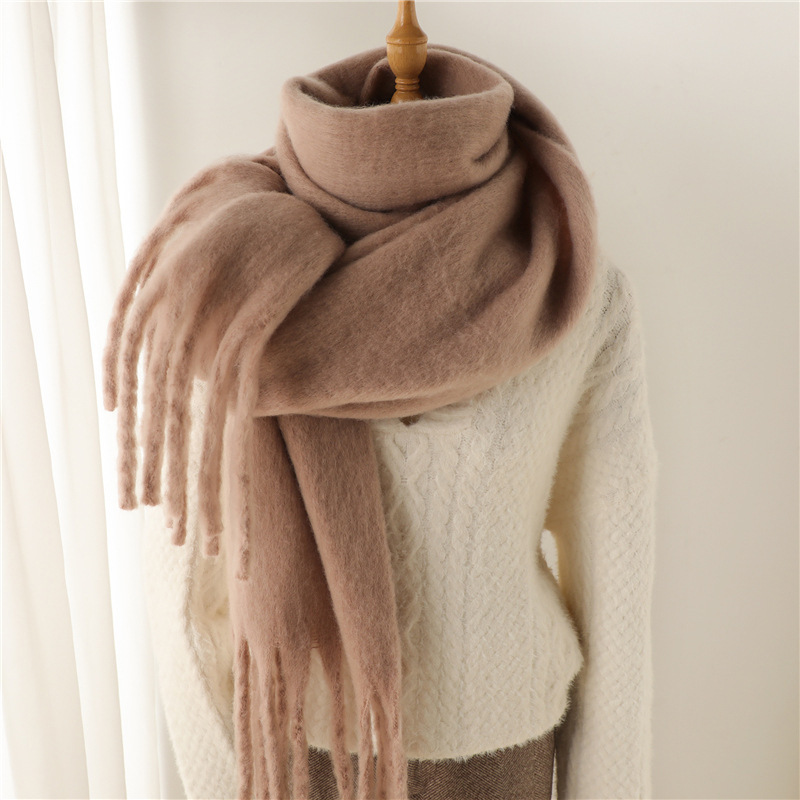 Mohair Schal Für Damen Und Herren Mit Fransen Und Perlen_voghion.com
