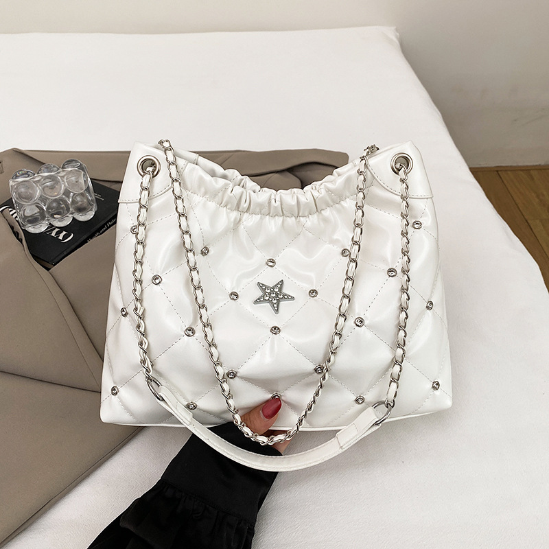 Bolso de hombro Tote de diamantes brillantes de moda para mujer 2025 nuevo bolso de axila de cadena de diamantes de gran capacidad bolso de mensajero casual
