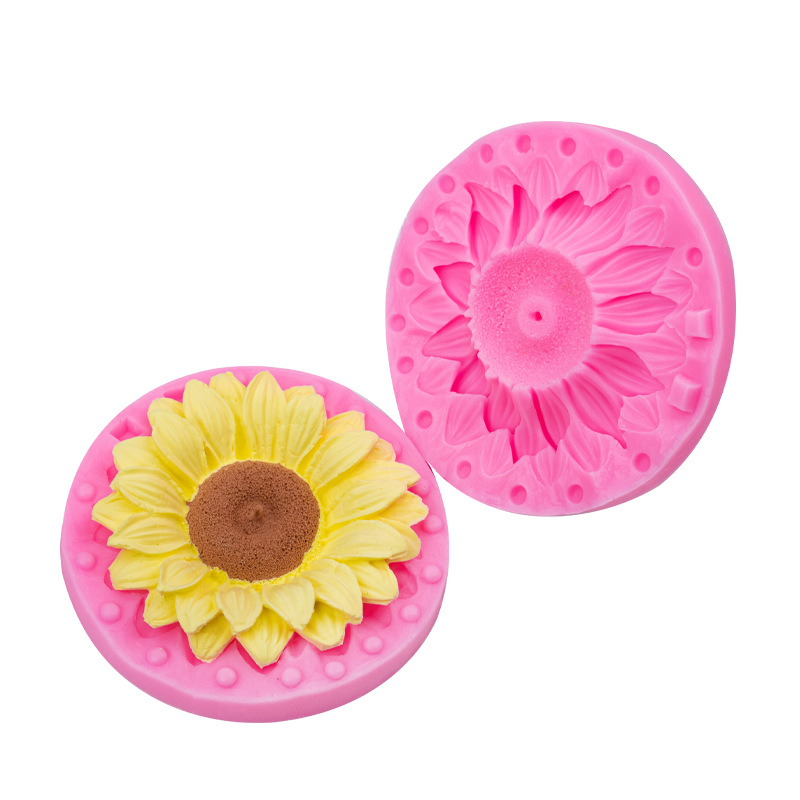 3D girasol sol clip molde de silicona DIY fondant cake creativo hornear vela yeso aromaterapia