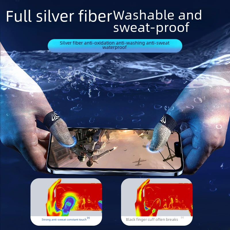 奢姿 E -sports game finger eats chicken fingers silver cloth fiber double -spelling ice -breathable anti -sweat skating mobile game finger set