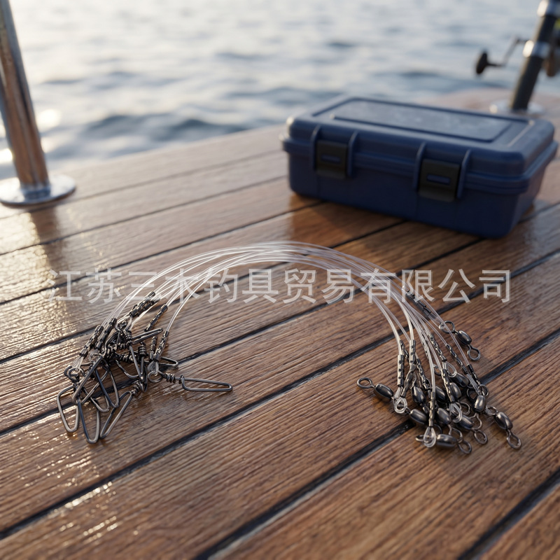 26-piece set of finished fluorocarbon fishing leaders, high-strength, abrasion-resistant, and virtually invisible, suitable for sea fishing and lure fishing, with figure-eight swivels