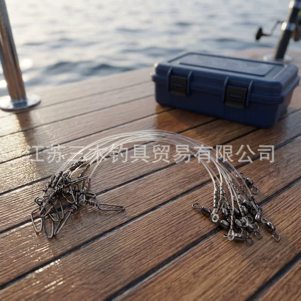 26-piece set of finished fluorocarbon fishing leaders, high-strength, abrasion-resistant, and virtually invisible, suitable for sea fishing and lure fishing, with figure-eight swivels