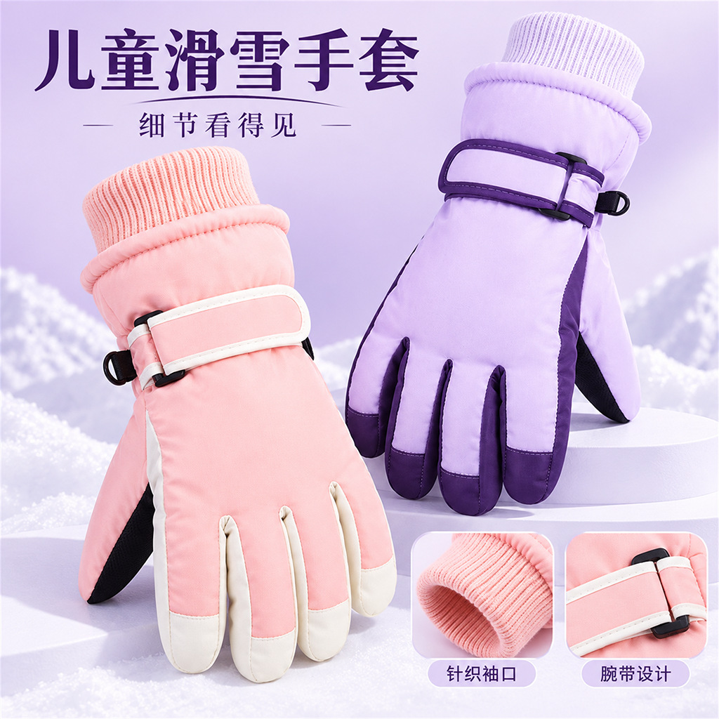 Pantalla táctil para niños de 3 - 17 años de invierno grueso a prueba de frío impermeable a prueba de viento antideslizante y caliente para jugar con guantes de seda