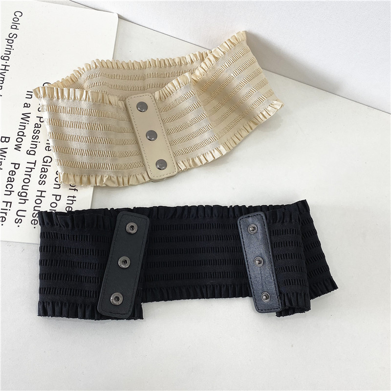 Cinto corset feminino estilo coreano elástico em renda moda_voghion.com