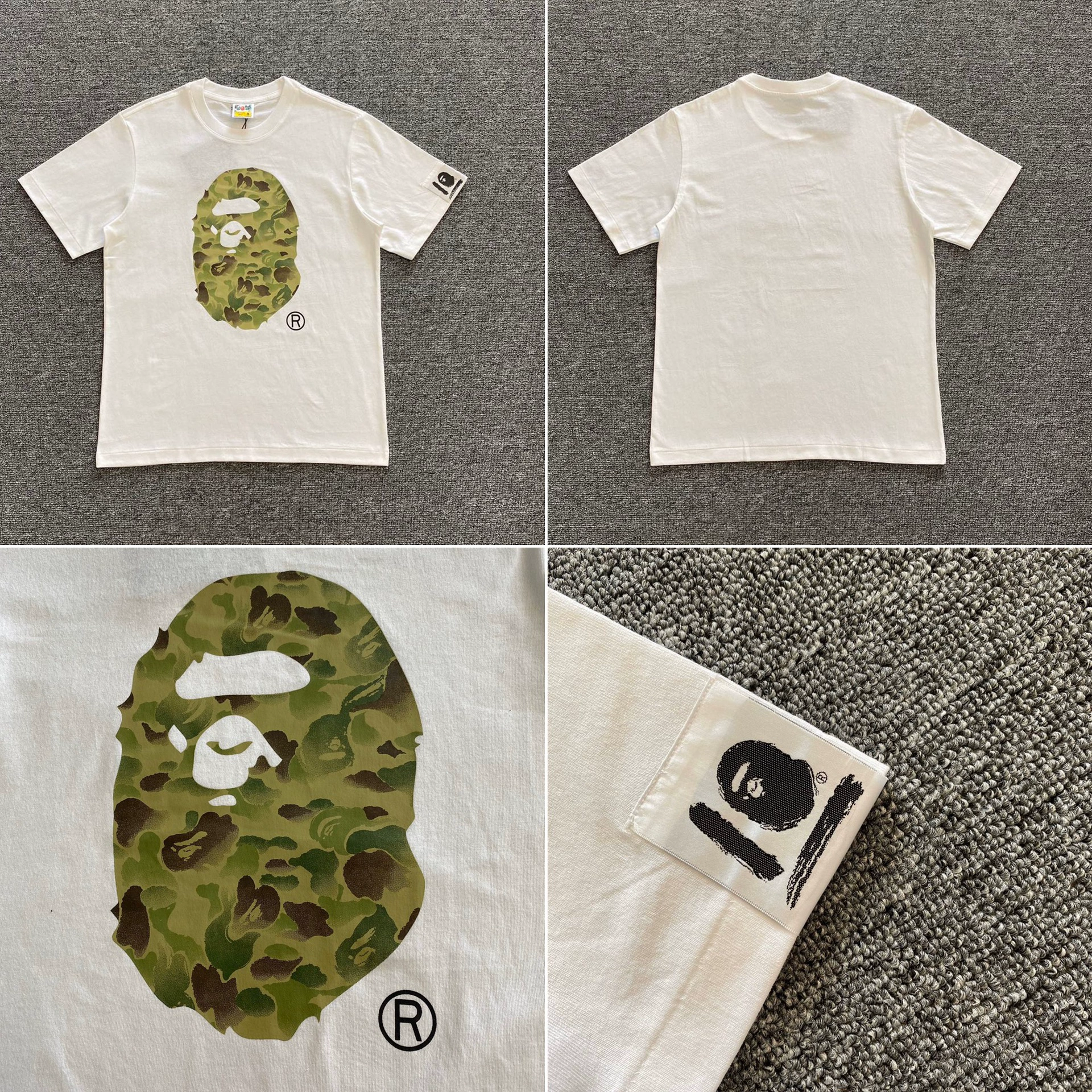 Стильный брендовый топ BAPE с половинными рукавами TEE для мужчин и женщин, камуфляж голова обезьяны, высокого уровня, свободный крой, короткий рукав