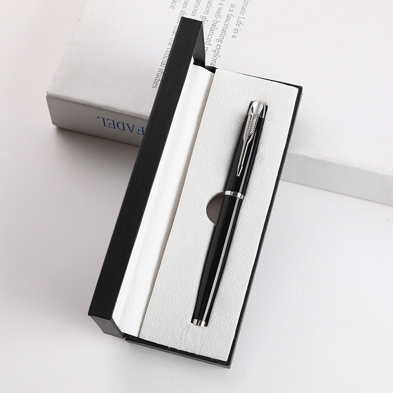 Pluma de firma de metal comercial de alta calidad, caja de regalo, logotipo personalizado, publicidad, grabación de pluma neutra