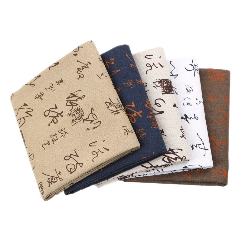 Cotton and linen Chinese Calligraphy Calligraphy Tablecloth Chinese Zen Zen Tea table retro antique Taiwan cloth photography background cloth