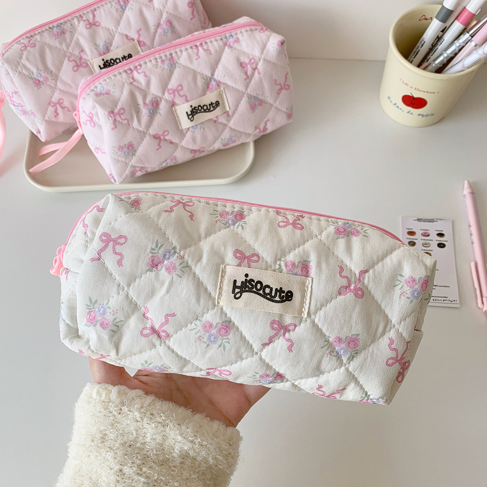 60g Weight Pencil Case Stationery Type 1 Piece Quantity Class, Learning, Graduation Occasion Cotton, Polyester Material Bow Knot Pattern Korean Style Style Bow Knot Cotton Polyester Class Learning Graduation Korean Style Pencil Case 9