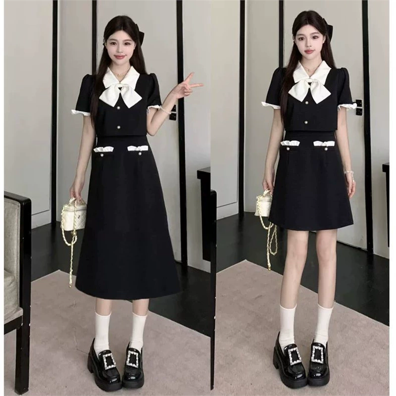 Элегантное женское платье из двух частей во французском стиле больших размеров, летнее, больших размеров, элитное, облегающее талию, утягивающее платье А-силуэта.