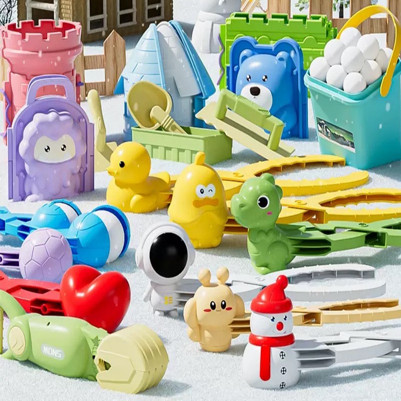 雪球神器雪球夹子儿童户外小黄鸭雪夹打雪仗堆雪套装雪地玩具批发