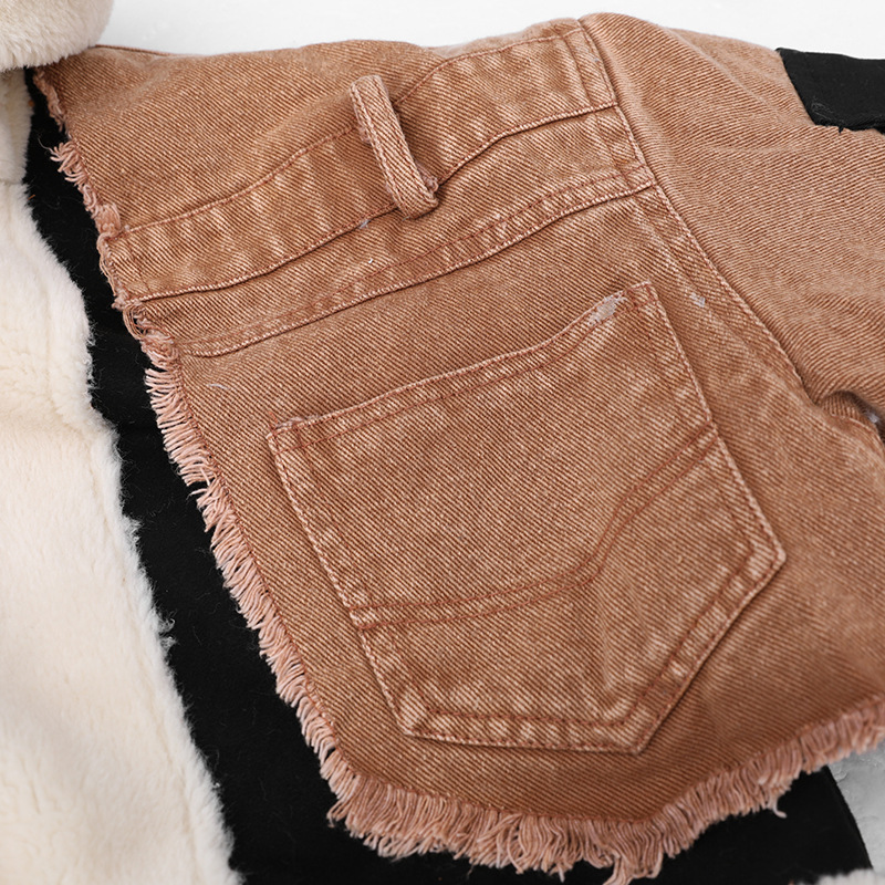 Dammekleeder Stil Denim Splicing Lämmchewoll Kuerzmodell Trend Plus Samt Kotteng Mantel Grenziwwerschreidend Design Jackett am selwechte Stil fir Fraen_voghion.com