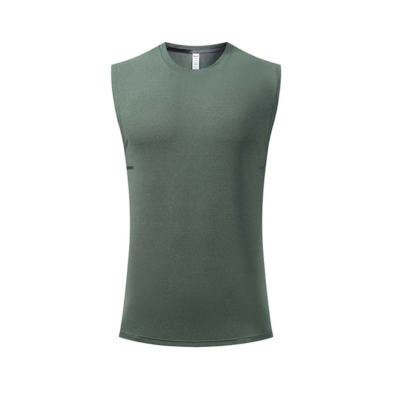 Verano hombres Fitness correr Chaleco de secado rápido cuello redondo suelta absorción de humedad transpirable sin mangas en stock logotipo impreso personalizado