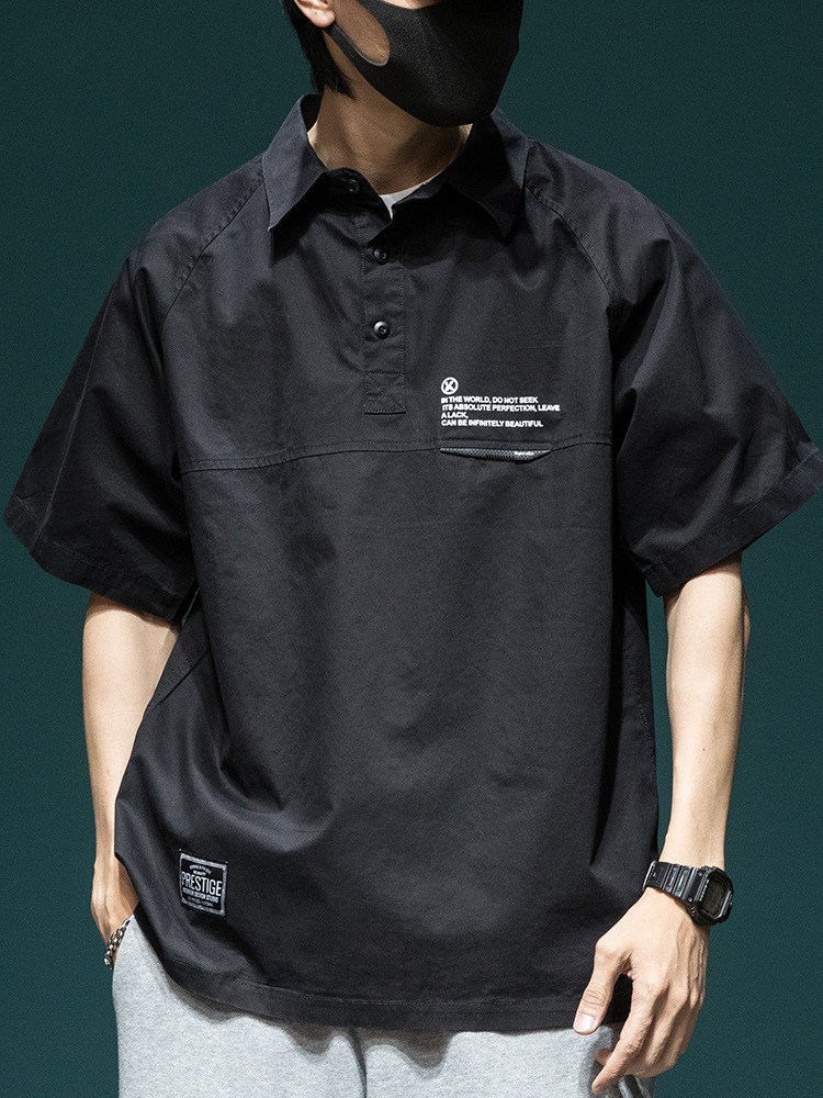 Camisas japonesas de trabajo masculinas de manga corta largas camisas de trabajo vintage americanas de media manga camisa