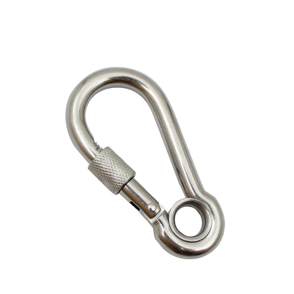 Stainless Steel 304 316 Spring Hook with Safety Belt Ring Spring Hook Carabiner Safety Hook Nut Hook Buckle
