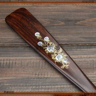 Vietnam solid wood shoehorn ebony long handle inlaid shell shoe lifting device household shoe slipper chicken wing wooden shoehorn wholesale