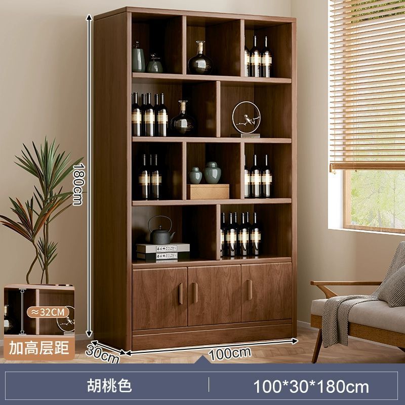 Solid Wood Wine Cabinet Home Living Room Storage Rack Display Cabinet Commercial Simple Small Entrance Cabinet Wall Partition Cabinet Wine Rack